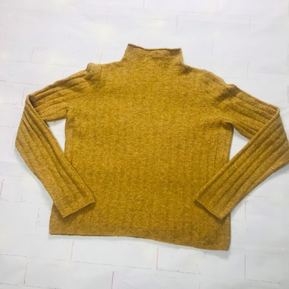 MADEWELL: Womens wool Cozy Mustard Ribbed Sweater large